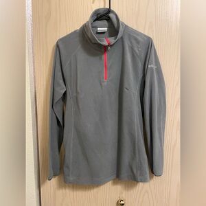 Columbia Gray 1/4 Zip Pullover Fleece Women’s Large with Pink Zipper